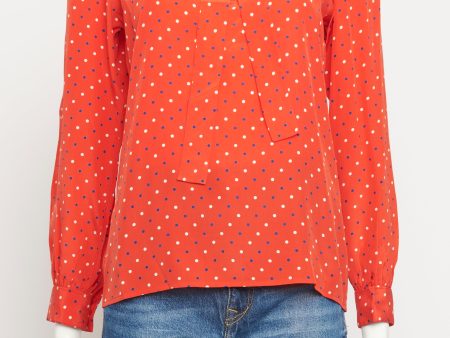 1980 s Red Silk Preowned Polka Dot Blouse For Cheap