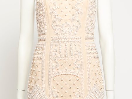 Nude Revival Crystal And Faux Pearl Preowned Dress Cheap