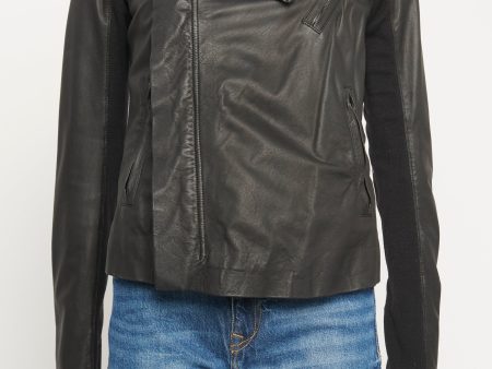 Ebony Suede Draped Funnel Collar Preowned Jacket Hot on Sale