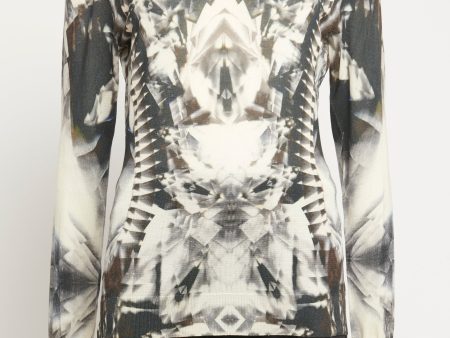 Silk Abstract Print Fine Knit Preowned Jumper For Sale