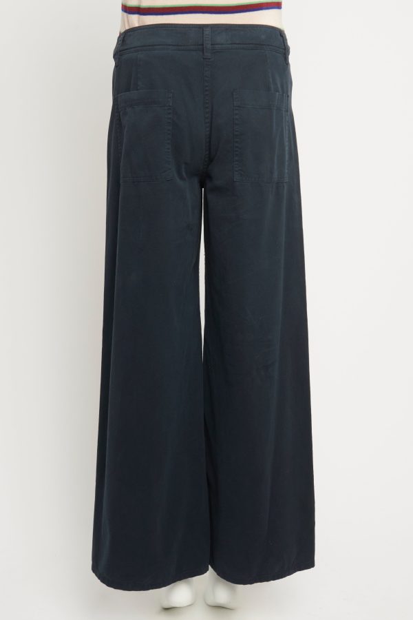 Navy Cotton Blend Preowned Pants For Cheap