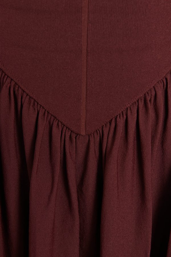 Burgundy Scoop Neck Dropped Waist Preowned Dress For Sale