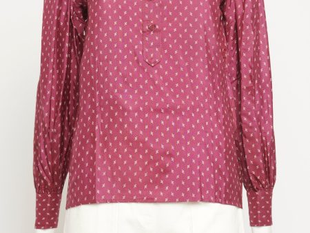 1980 s Burgundy Silk Preowned Puff Sleeve Blouse Discount