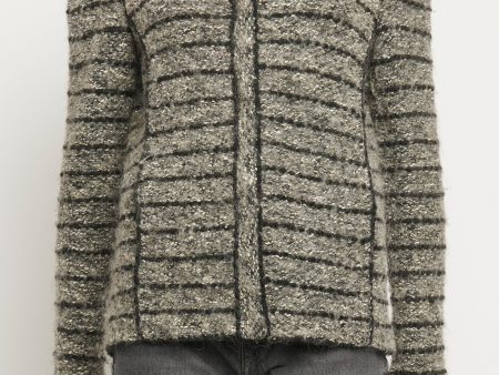 Grey Wool Blend Preowned Woven Tweed Jacket Sale