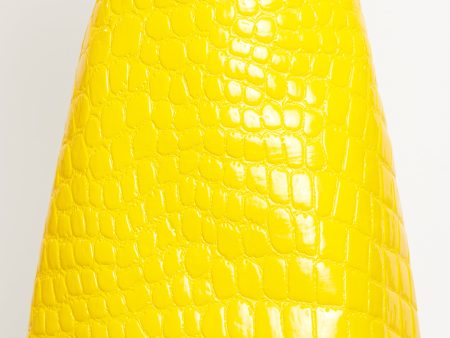 2015 Runway Croc Texture Preowned Skirt Discount