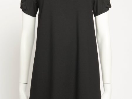 Black Crepe Swallow Bird Collar Preowned Dress on Sale