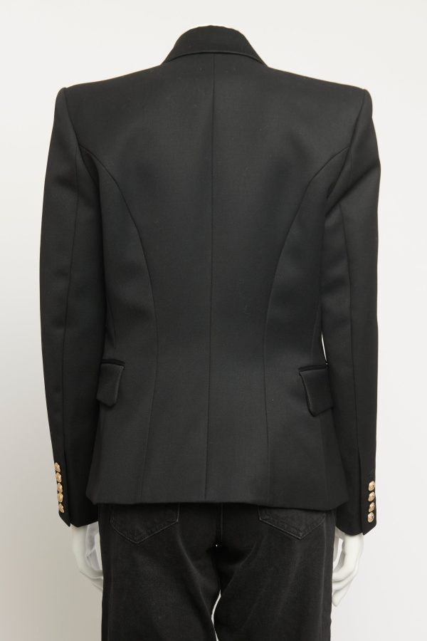 Black Wool Double Breasted Preowned Blazer on Sale