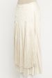 Ecru and Beige Silk Pleated Preowned Wrap Skirt Cheap