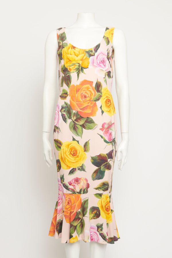 Pink Rose Print Preowned Dress Online