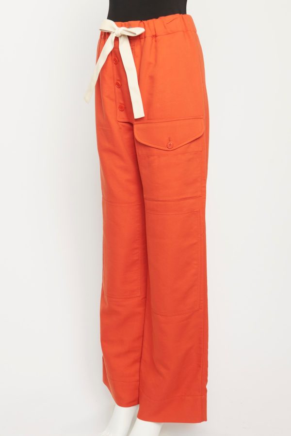 High-rise Cotton Twill Cargo Preowned Trousers Supply