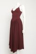 Burgundy Scoop Neck Dropped Waist Preowned Dress For Sale