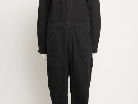 Black Heavy Cotton Utility Style Preowned Jumpsuit on Sale