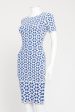 Blue and White Viscose Blend Preowned Midi Dress Sale