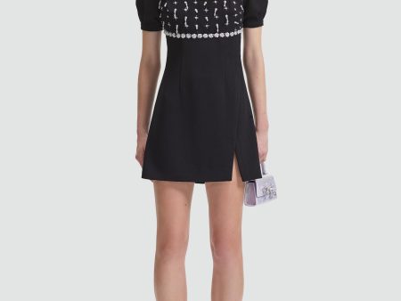 Black Crepe Embellished Mini Dress Online