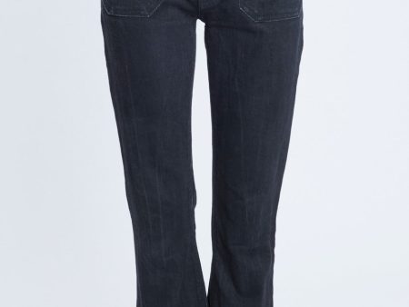 Black Denim Cropped Frayed Hem Jeans For Cheap