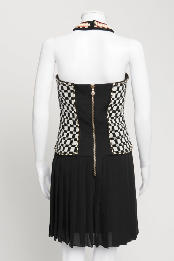 Black Pleated Mini Dress With Ornate Beading And Embellishment Sale