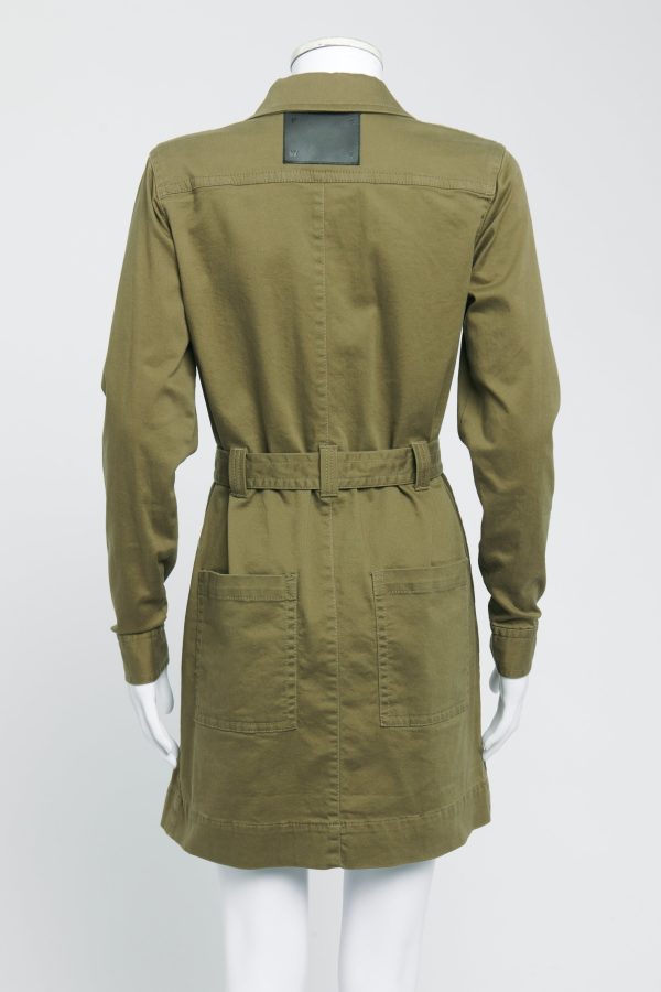 Green Cotton Twill Preowned Utility Mini Dres Hot on Sale