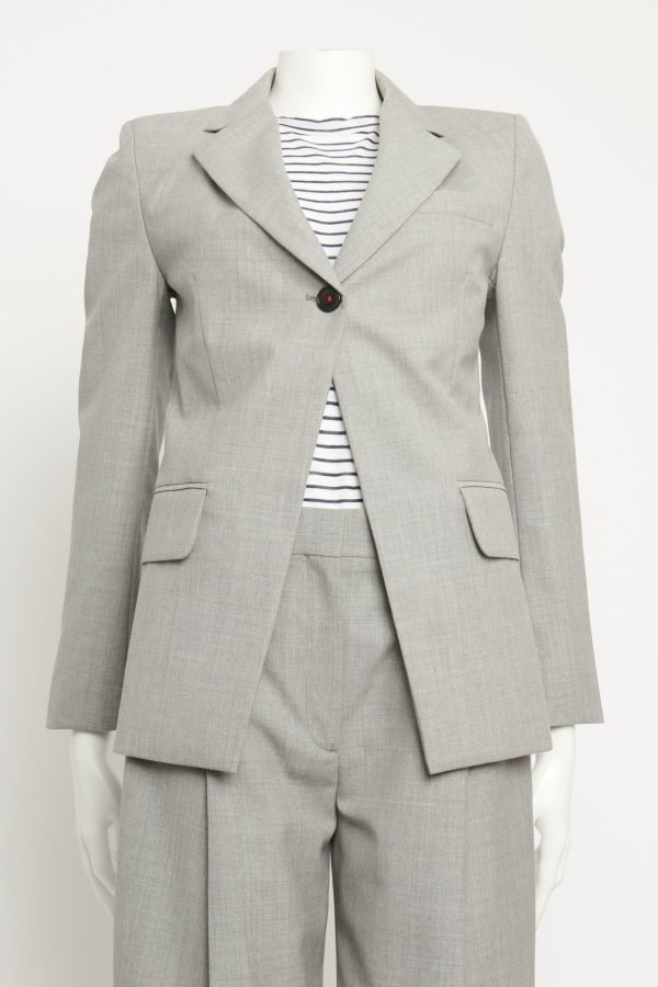 Single-breasted Notched-lapel Preowned Wool Blazer Online Sale