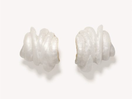 Clash - Pearlescent White Bio Resin and Gold Vermeil Earrings For Cheap