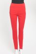 2016 Red Viscose Blend Preowned Skinny Trousers For Sale