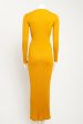 Mustard Silk Ribbed Preowned Dress For Cheap