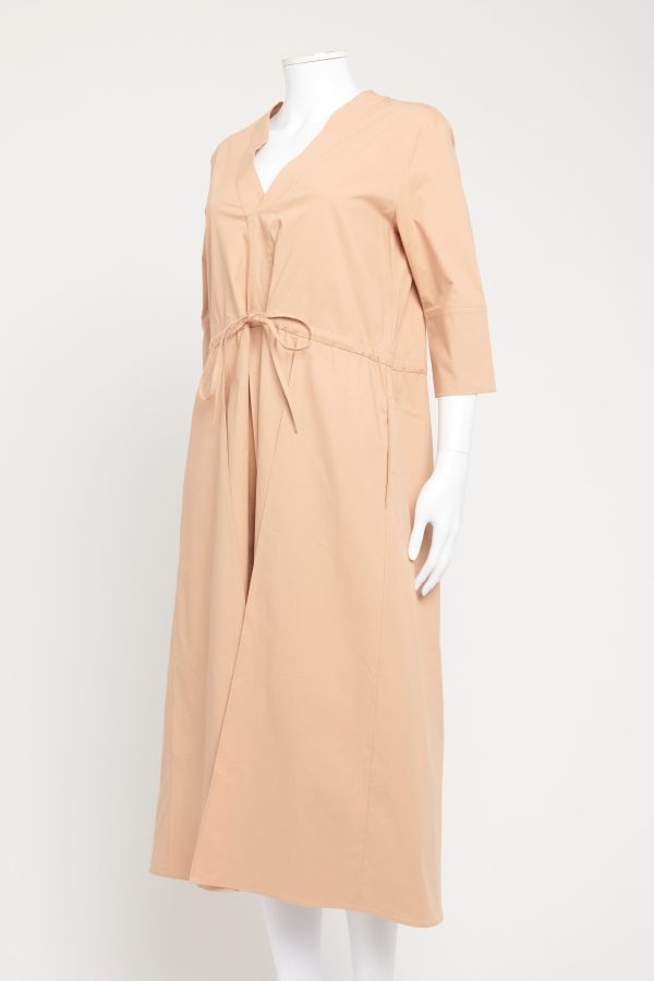 Nude Cotton V-Neck Preowned Midi Dress Online