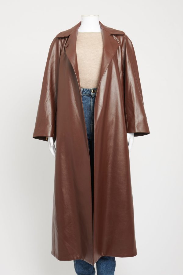 2019 Brown Faux Leather Quincey Preowned Coat Online Hot Sale