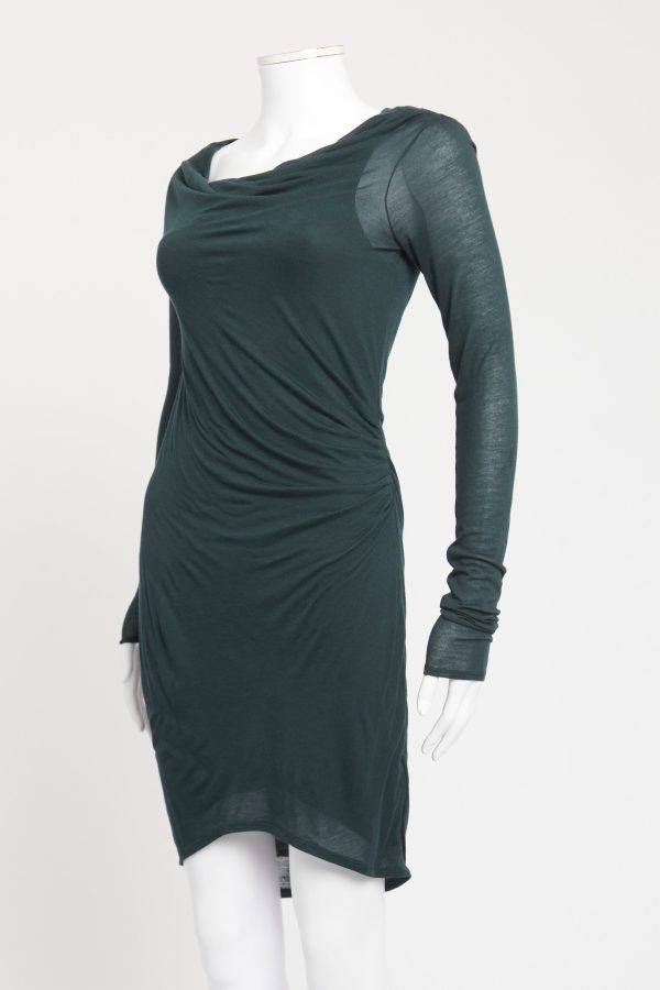 Green Jersey Preowned Asymmetric Dress For Discount