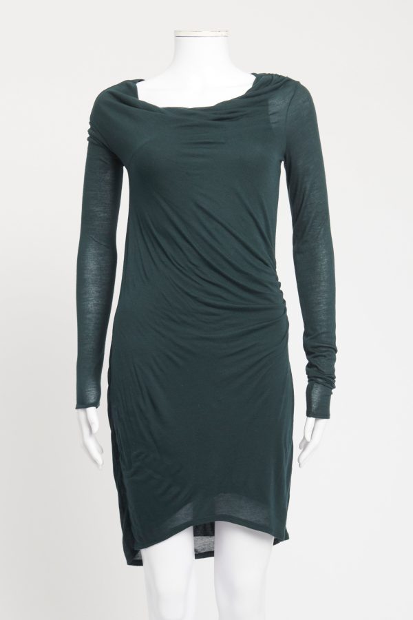 Green Jersey Preowned Asymmetric Dress For Discount