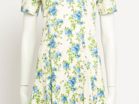 Shirred Swiss-dot Cotton-blend Preowned Midi Dress Fashion