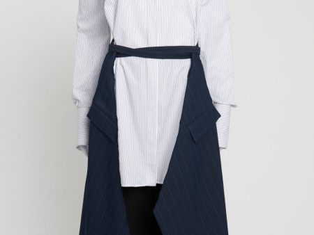 Navy and Blue Striped Wrap Self Tie Skirt For Cheap