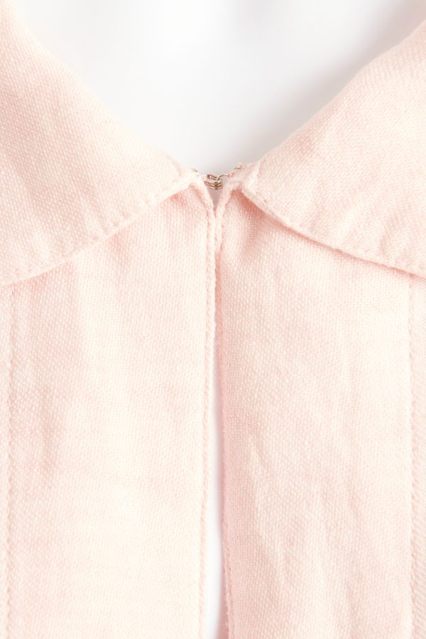 Pink Linen Preowned Smock Dress For Cheap