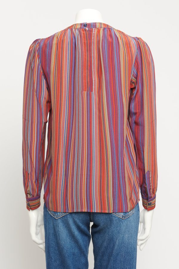 1980 s Muticoloured Silk Preowned Round Neck Blouse on Sale