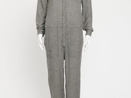 Grey Viscose Blend Preowned Long Sleeved Jumpsuit Online Hot Sale