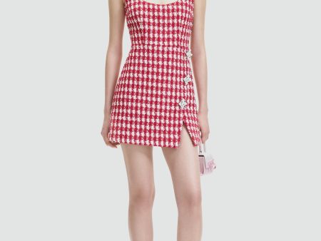 Red Check Boucle Mini Dress Online Hot Sale