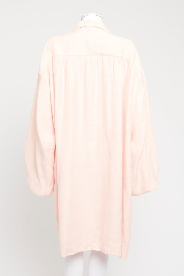 Pink Linen Preowned Smock Dress For Cheap