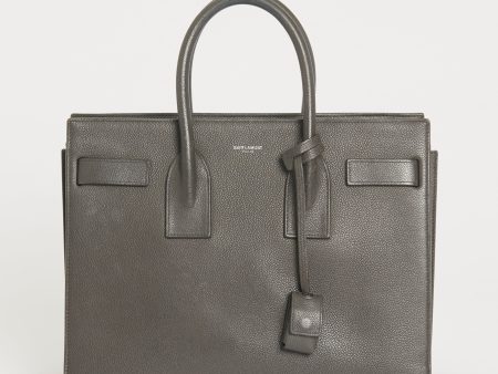 Slate Grey Grained Leather Preowned Small Sac Du Jour Top Handle Bag Hot on Sale