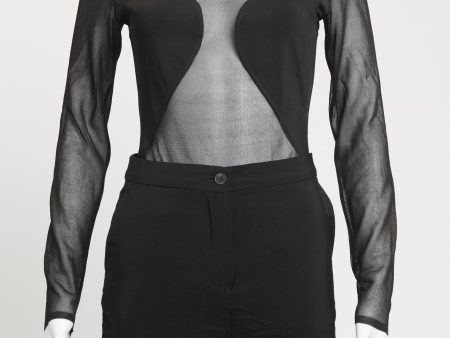 Black Viscose Blend Preowned Cut-Out Paneleld Bodysuit For Sale