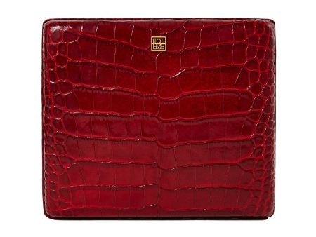 Red croco evening clutch For Sale