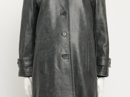 2023 Runway Distressed Leather Preowned Trench Cheap