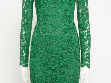 2013 Green Guipure Lace and Bow Preowned Dress Online Hot Sale